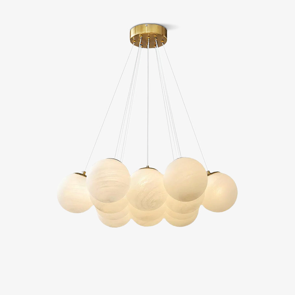 Lustra Lustre en Verre avec Guirlande en Verre Dépoli
