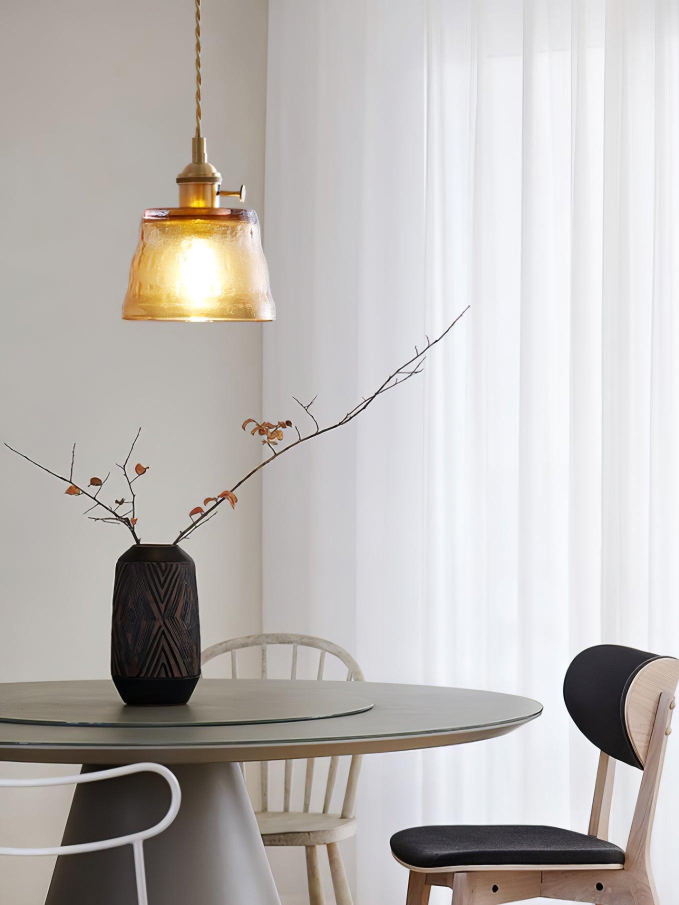 Lustra Suspension Lampe en Cuivre et Verre