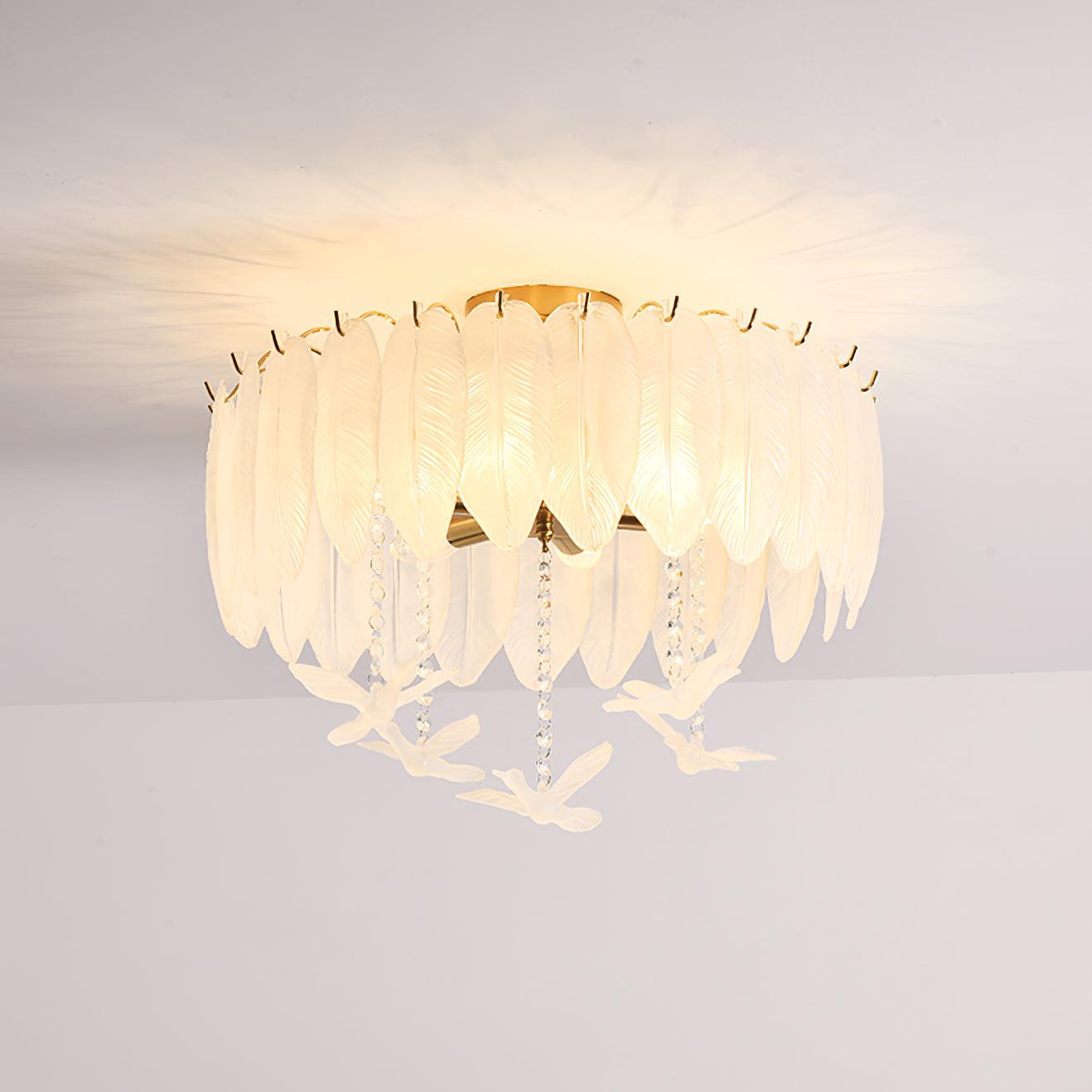 Solara Plafonnier en Verre Plume Oiseau Élégant