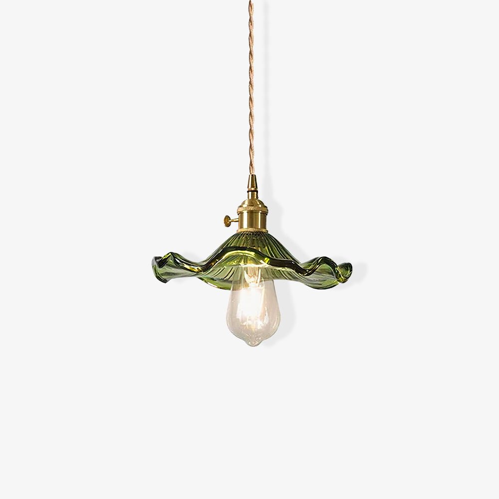 Nerisse Suspension en Verre et Laiton Vintage