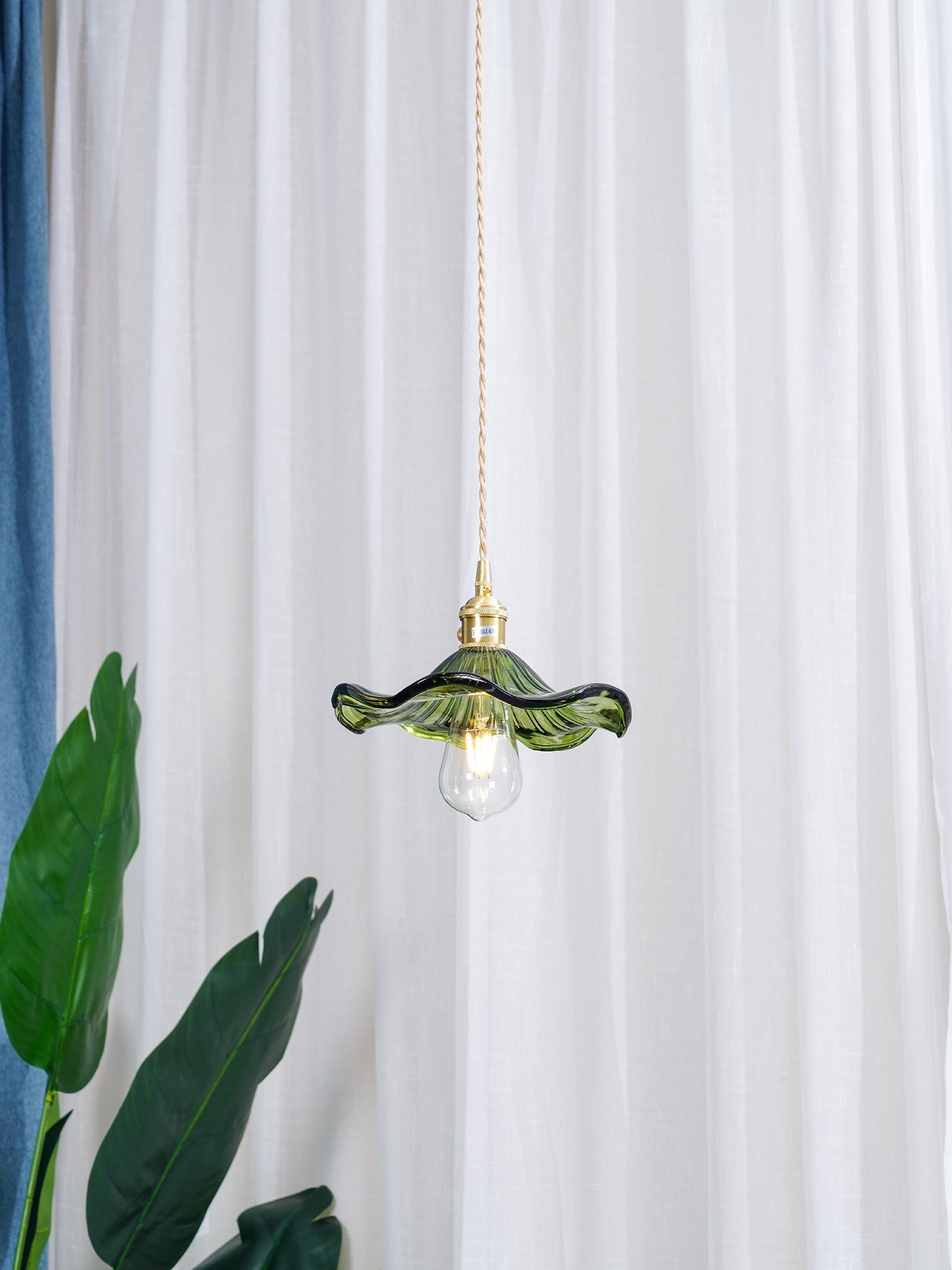 Nerisse Suspension en Verre et Laiton Vintage
