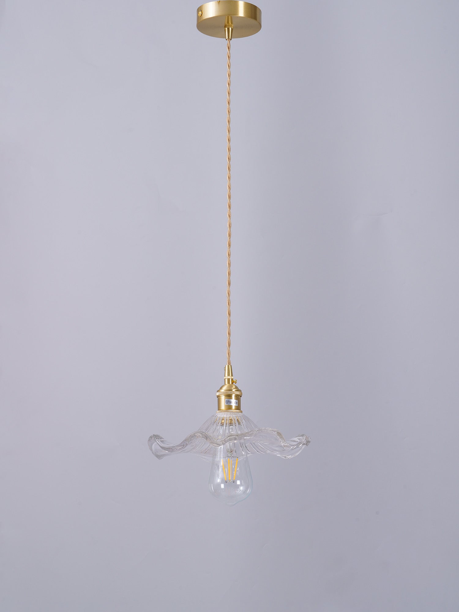 Nerisse Suspension en Verre et Laiton Vintage