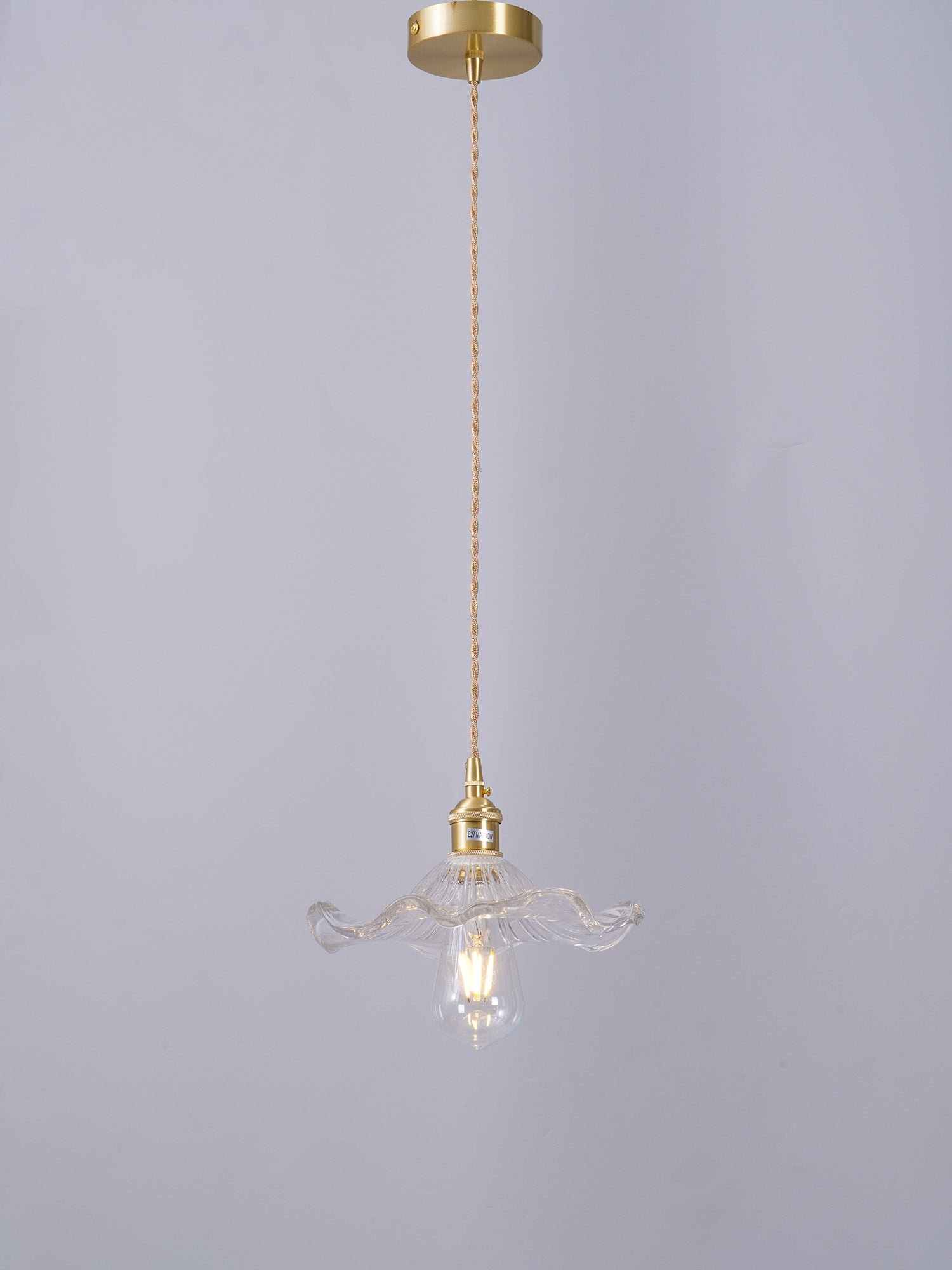 Nerisse Suspension en Verre et Laiton Vintage