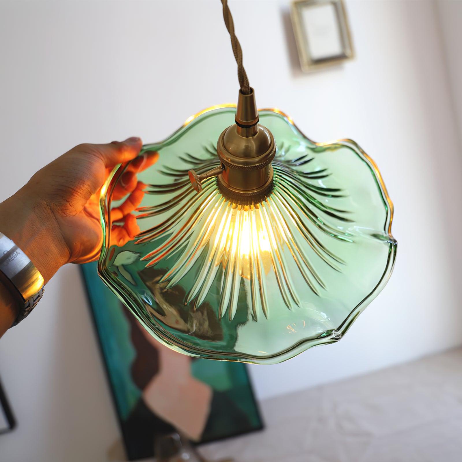 Nerisse Suspension en Verre et Laiton Vintage
