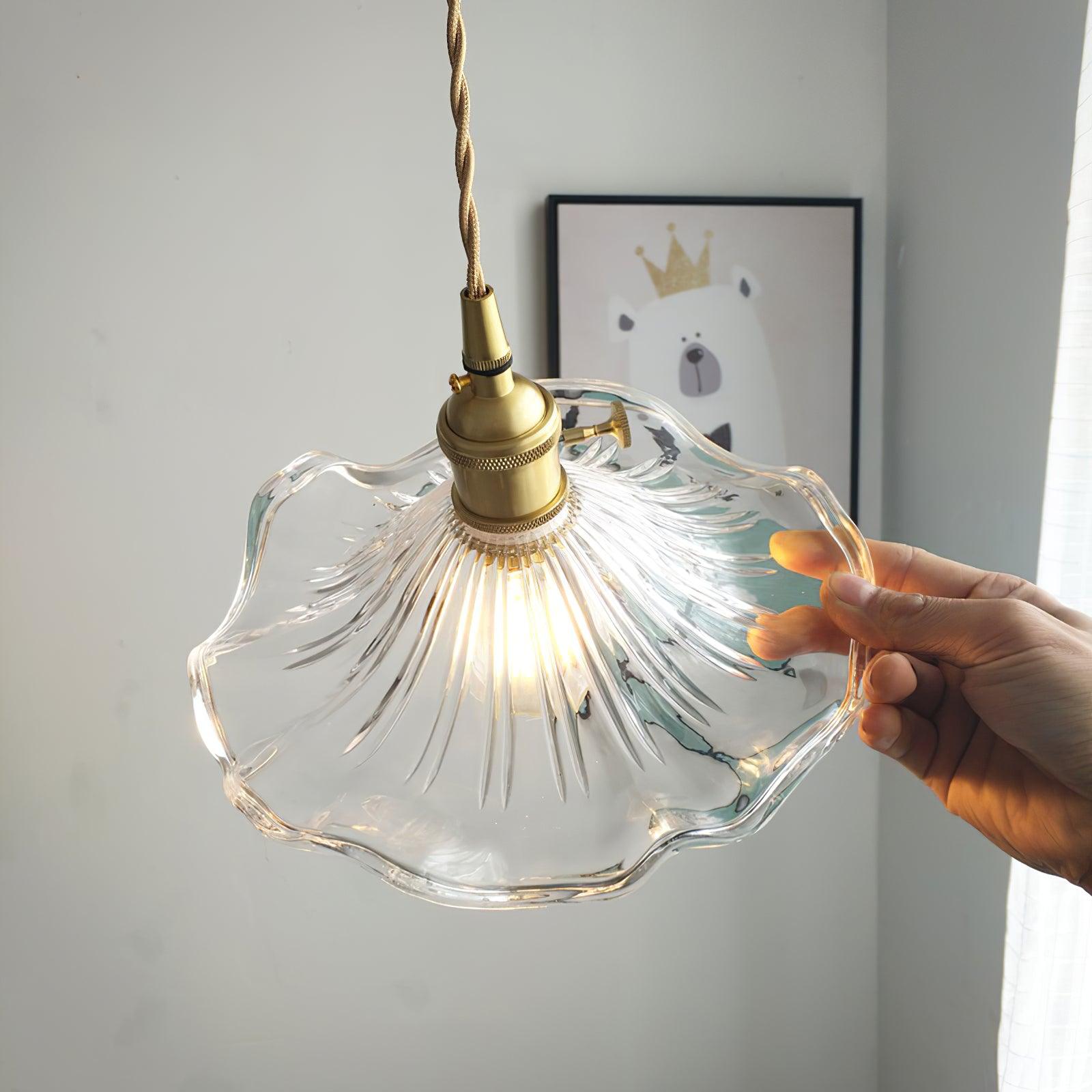Nerisse Suspension en Verre et Laiton Vintage