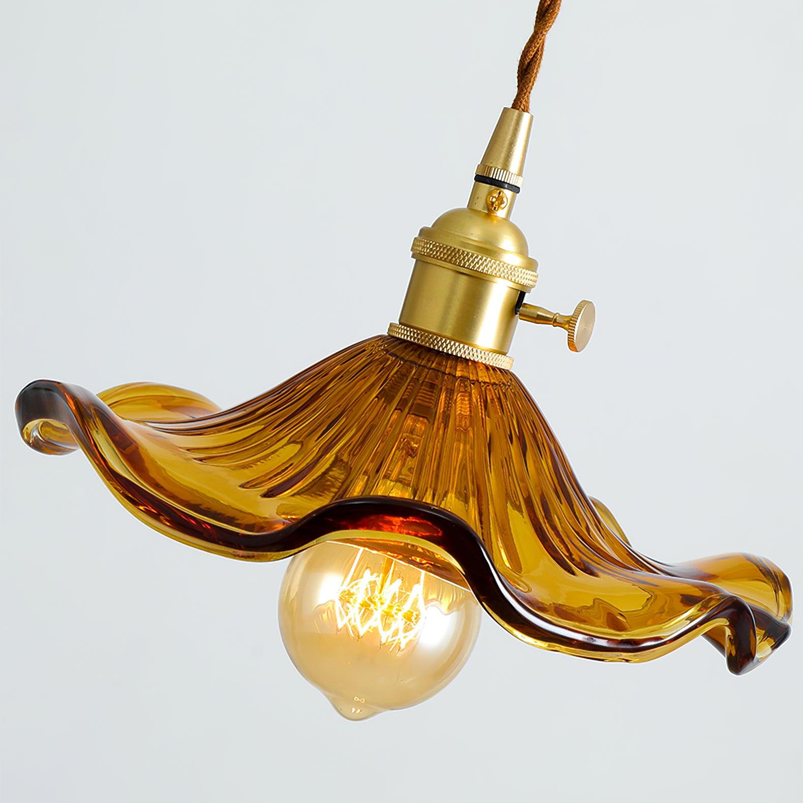 Nerisse Suspension en Verre et Laiton Vintage