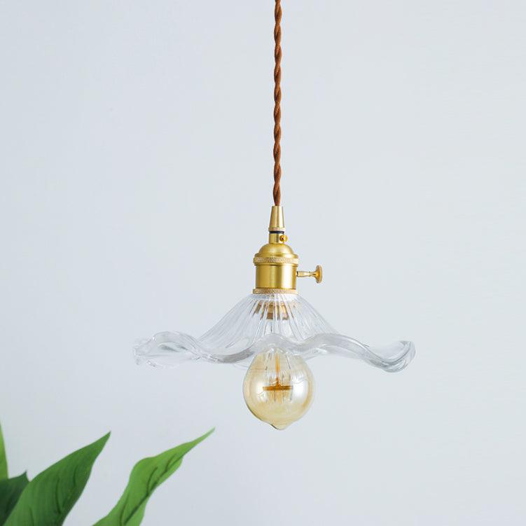 Nerisse Suspension en Verre et Laiton Vintage