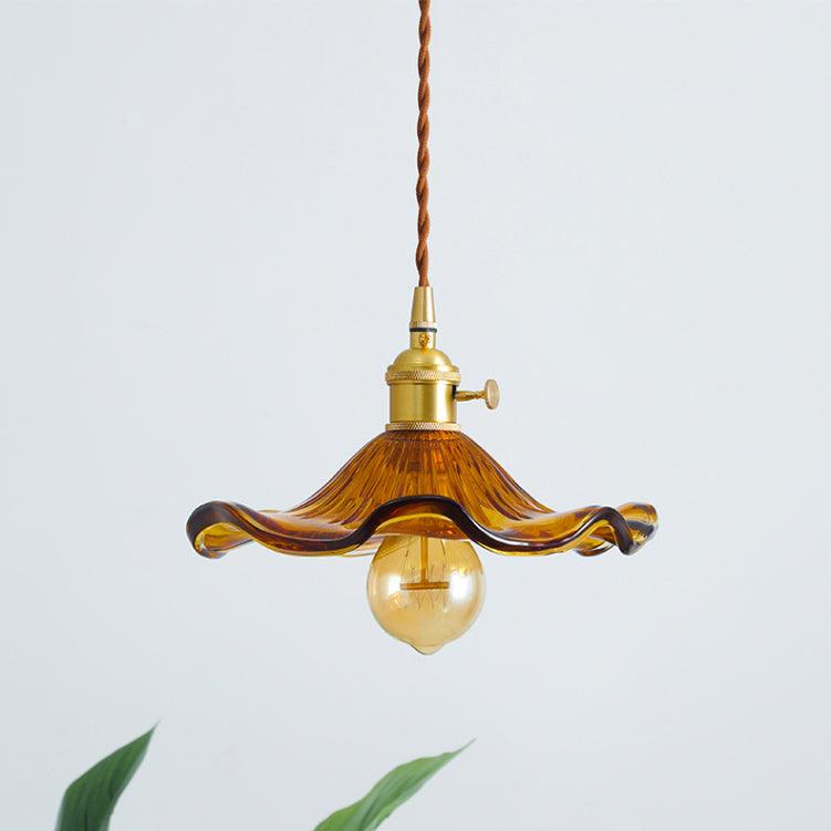 Nerisse Suspension en Verre et Laiton Vintage