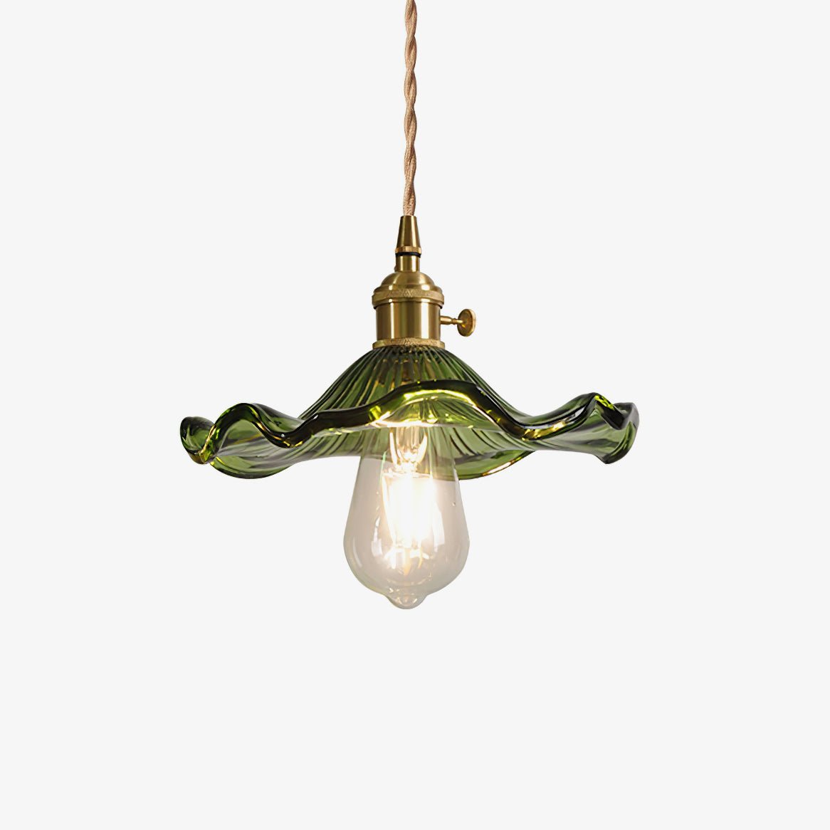Nerisse Suspension en Verre et Laiton Vintage