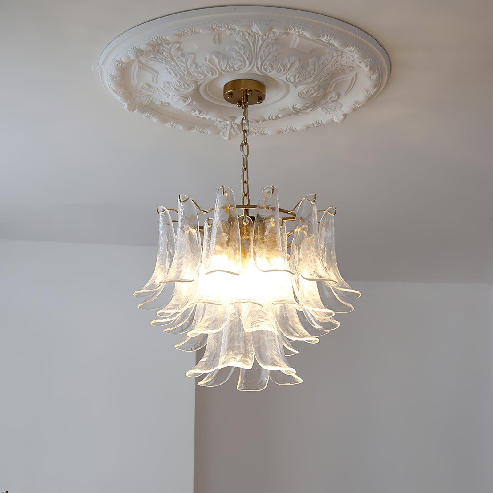 Aurora Lustre Murano Verre Feuille Doré