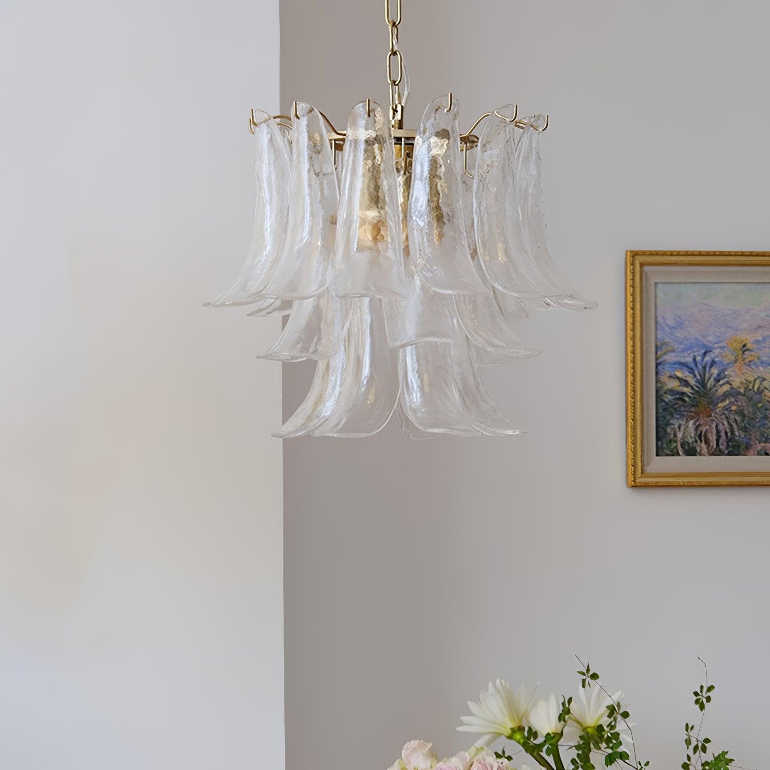 Aurora Lustre Murano Verre Feuille Doré