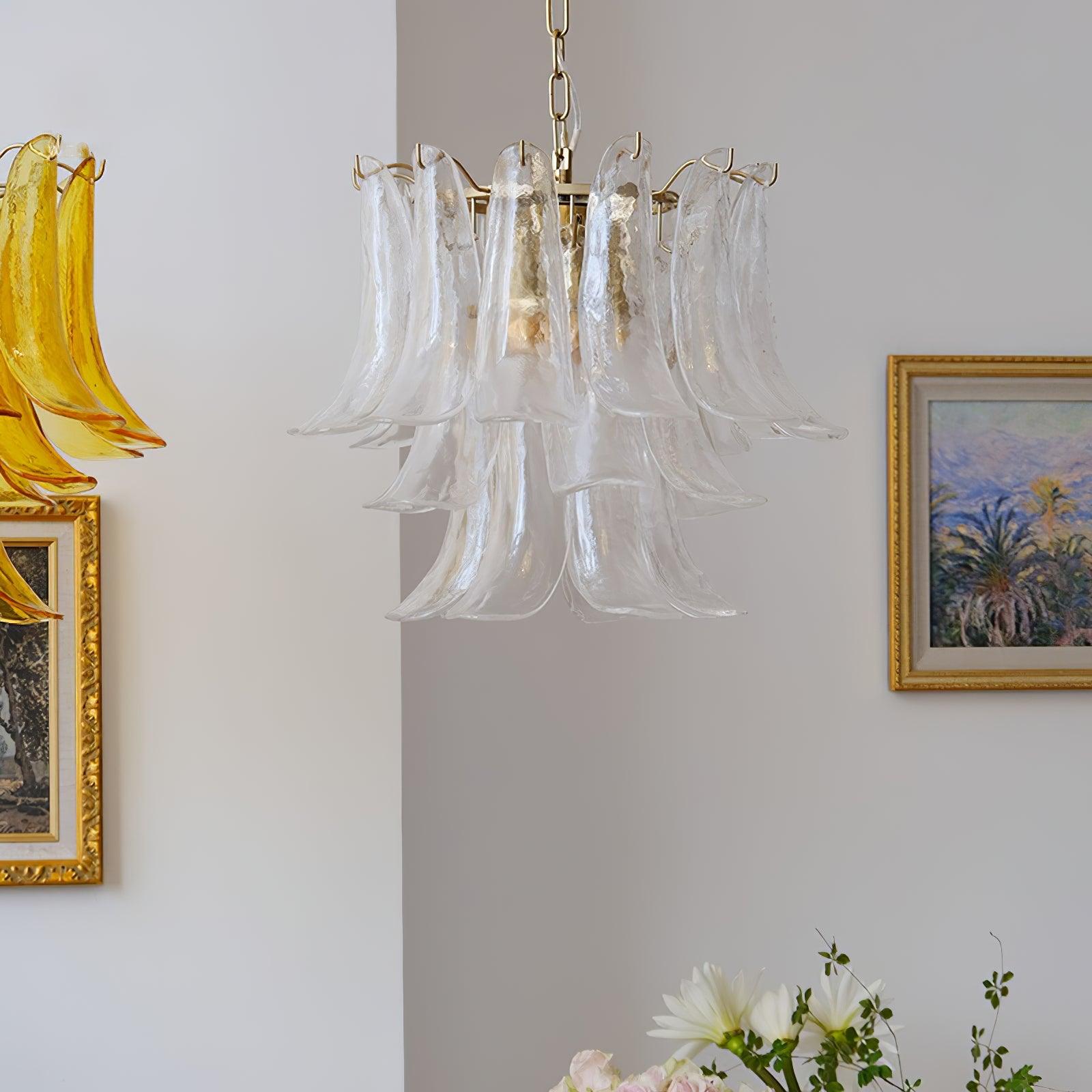 Aurora Lustre Murano Verre Feuille Doré