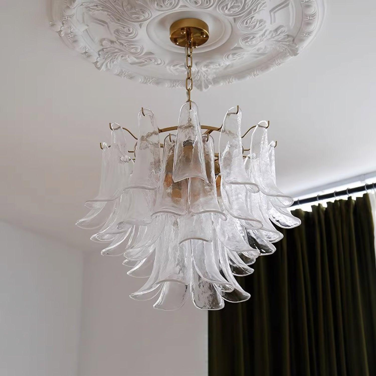 Aurora Lustre Murano Verre Feuille Doré