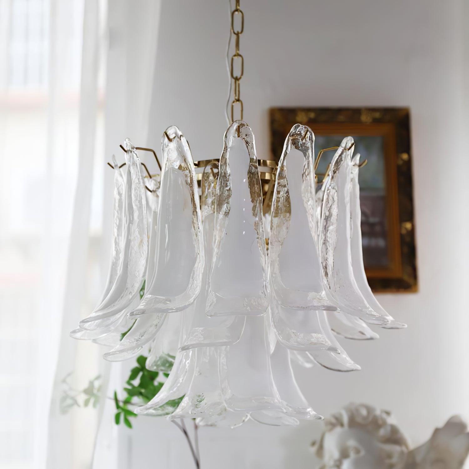 Aurora Lustre Murano Verre Feuille Doré
