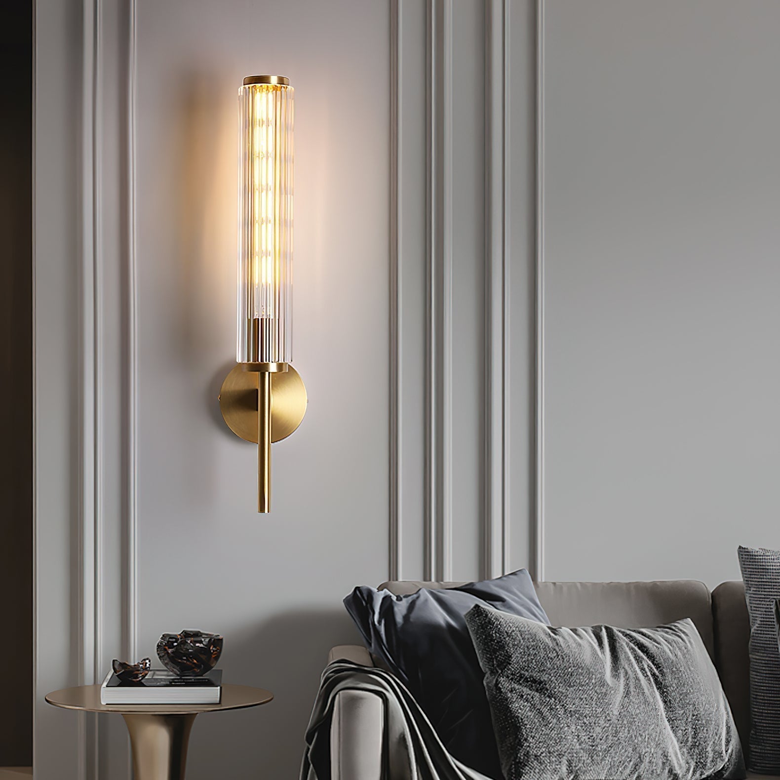 Cemaros Applique Murale Linéaire en Laiton et Verre Premium