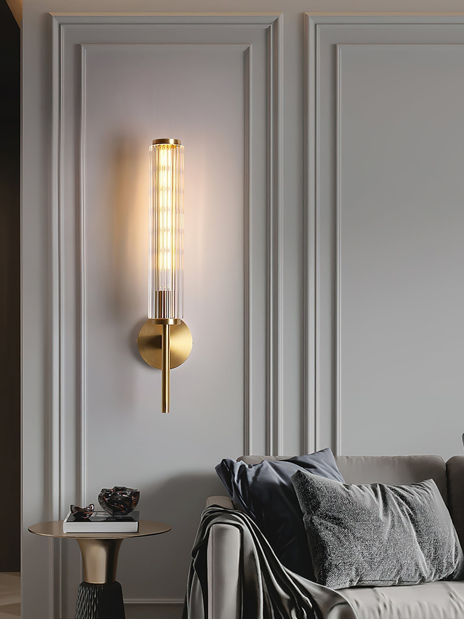 Cemaros Applique Murale Linéaire en Laiton et Verre Premium