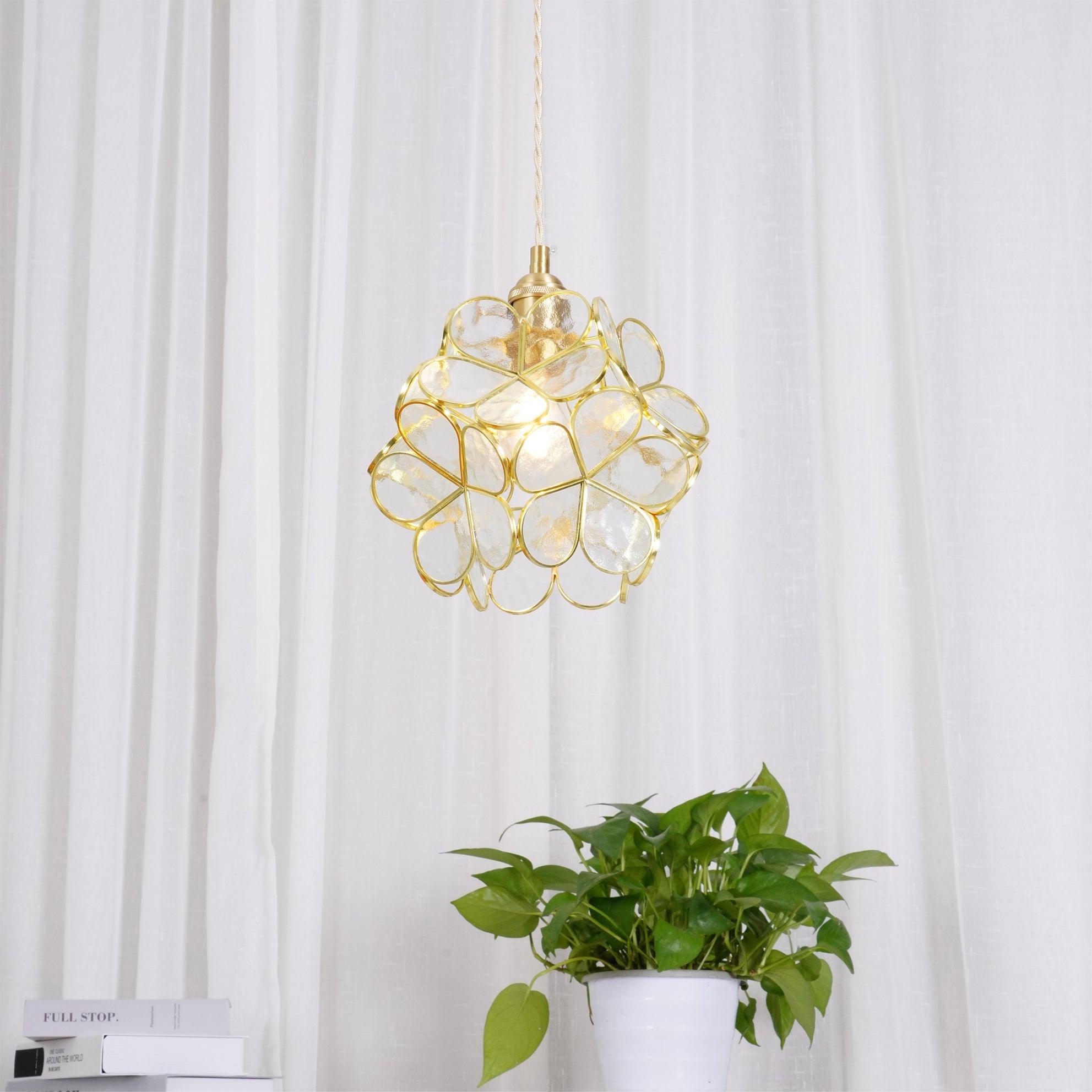 Lustra Suspension en Verre en Forme de Pétale pour Cuisine