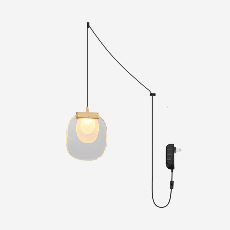 Virelli Suspension Abat-jour en Verre Ondulé Accent Doré Scandi LED
