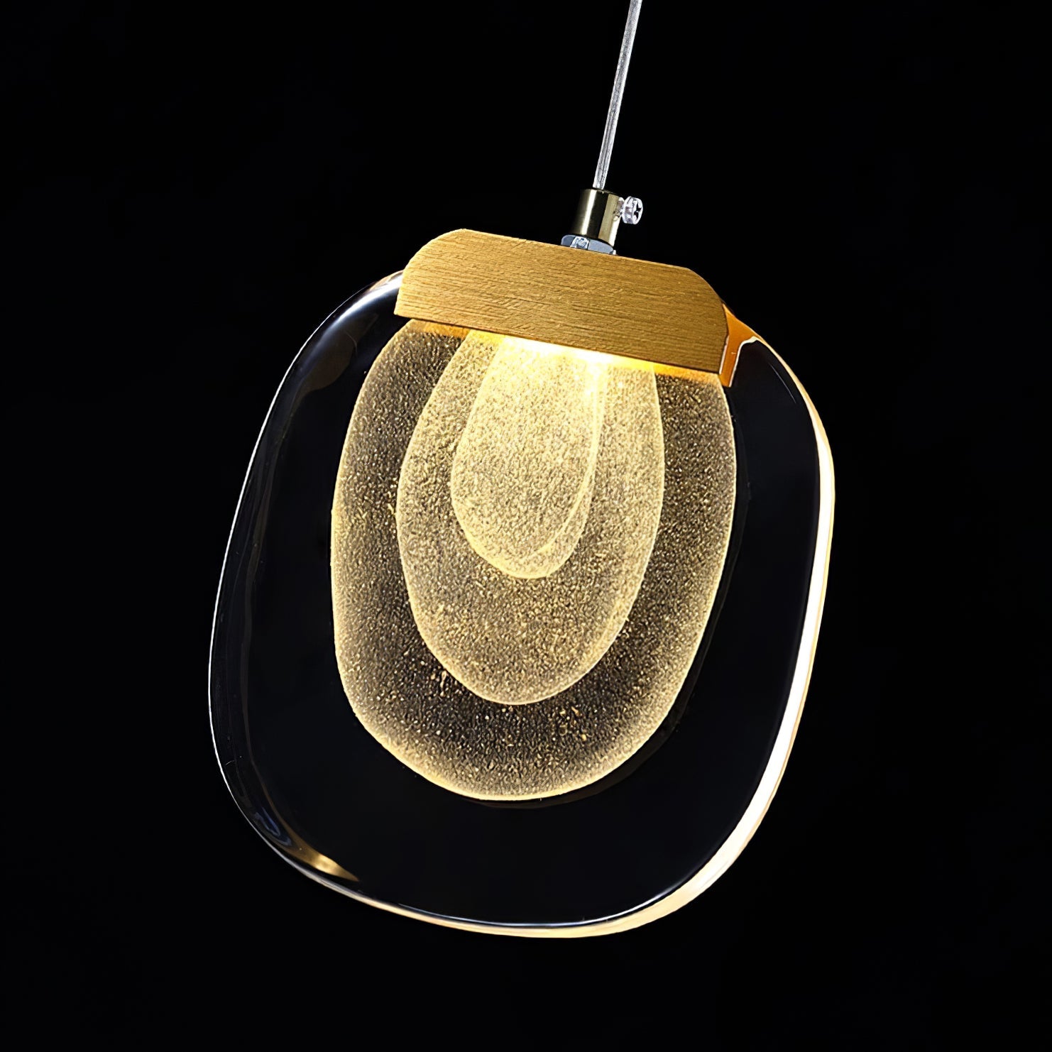 Virelli Suspension Abat-jour en Verre Ondulé Accent Doré Scandi LED