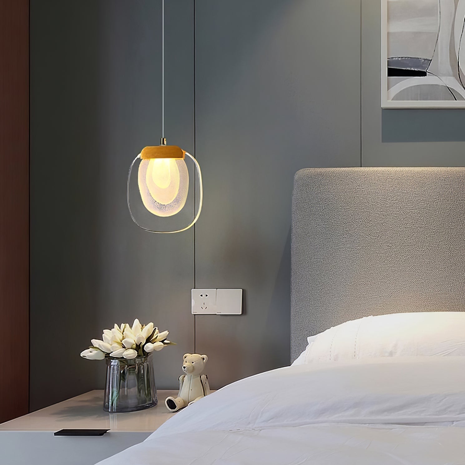 Virelli Suspension Abat-jour en Verre Ondulé Accent Doré Scandi LED