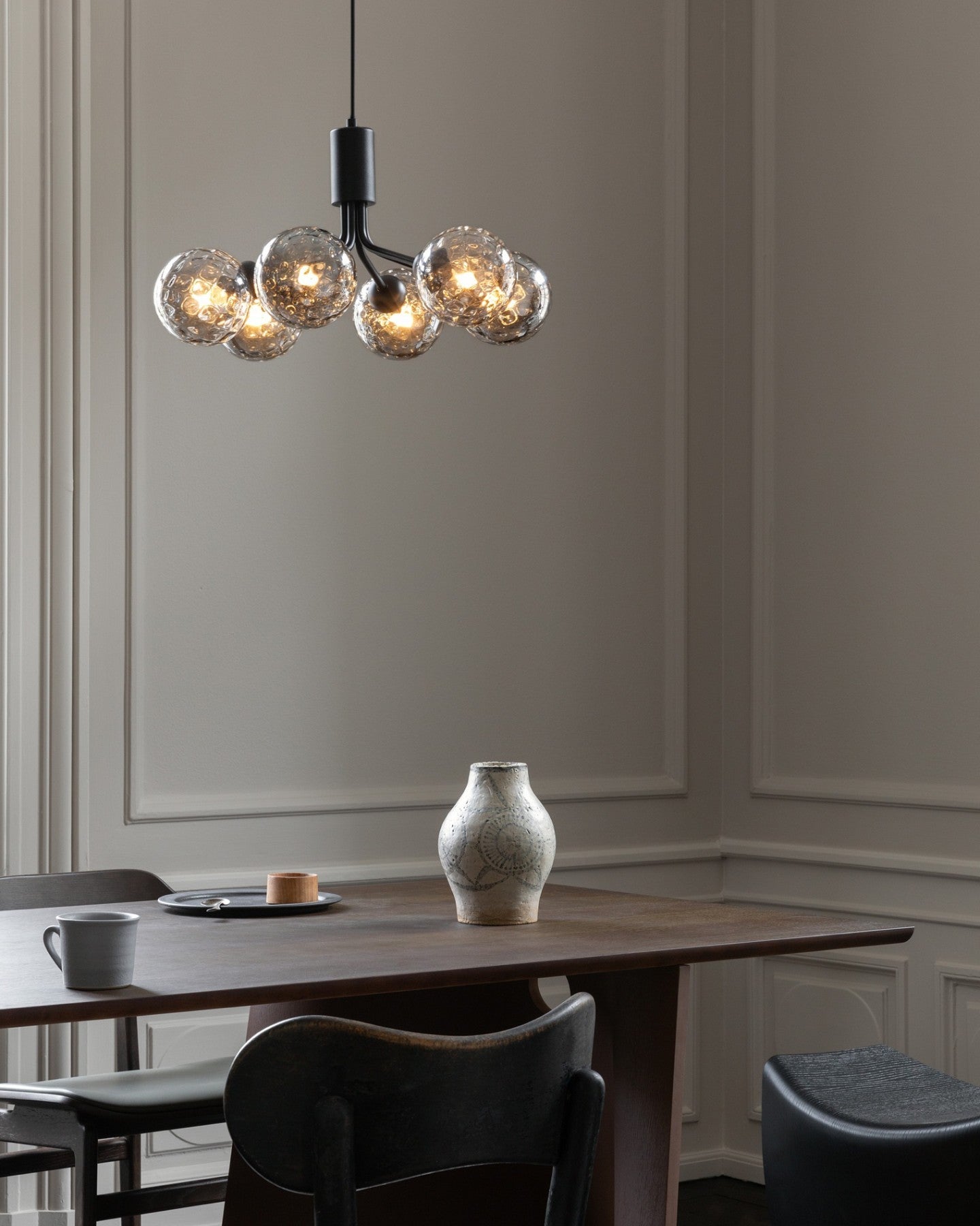 Lustra Suspension en Verre Globe Cluster Laiton