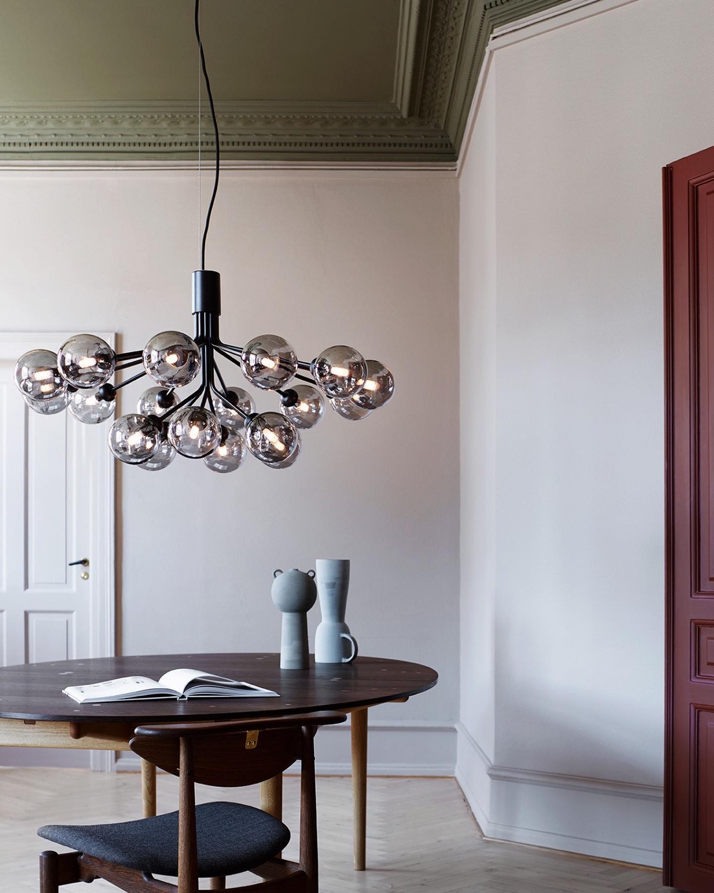 Lustra Suspension en Verre Globe Cluster Laiton