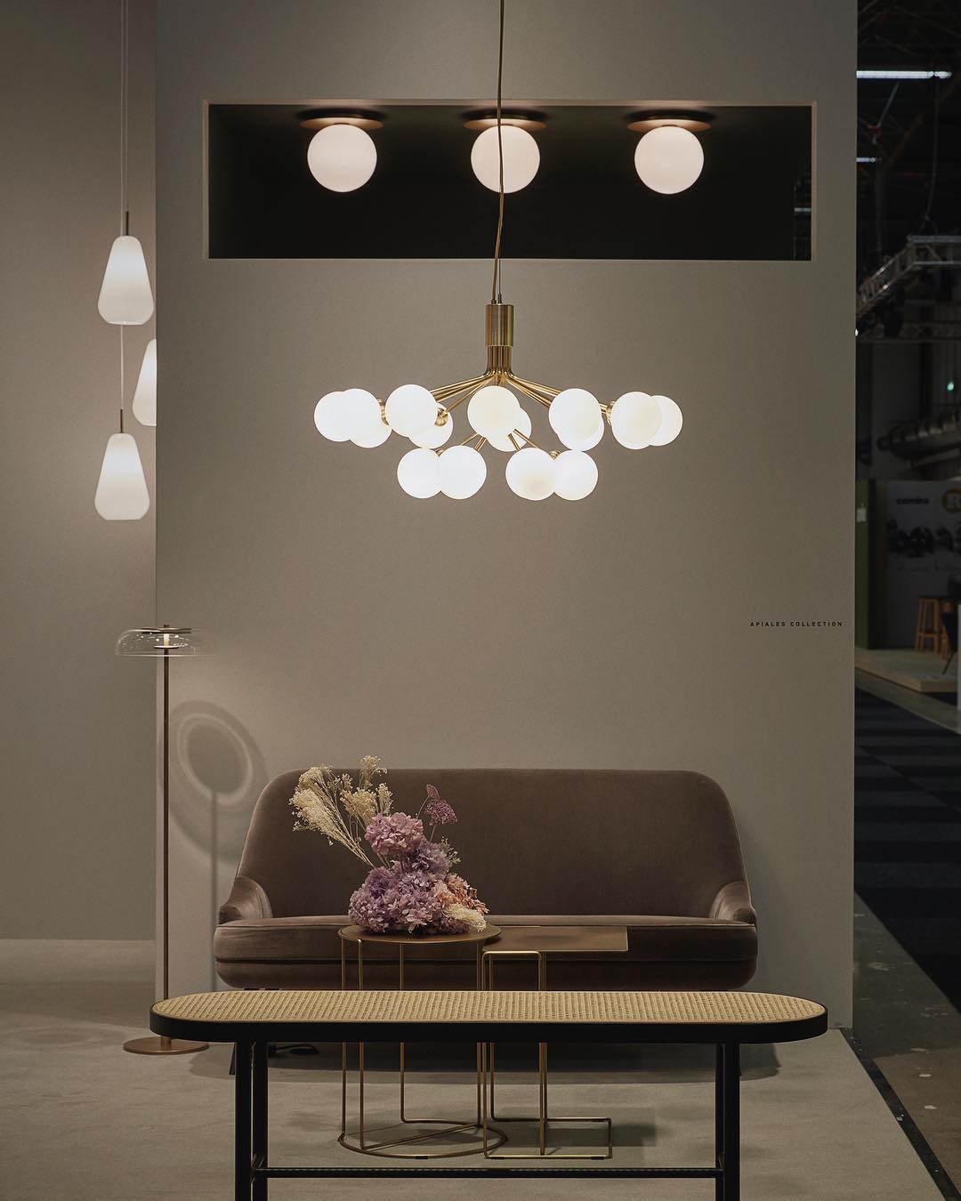 Lustra Suspension en Verre Globe Cluster Laiton