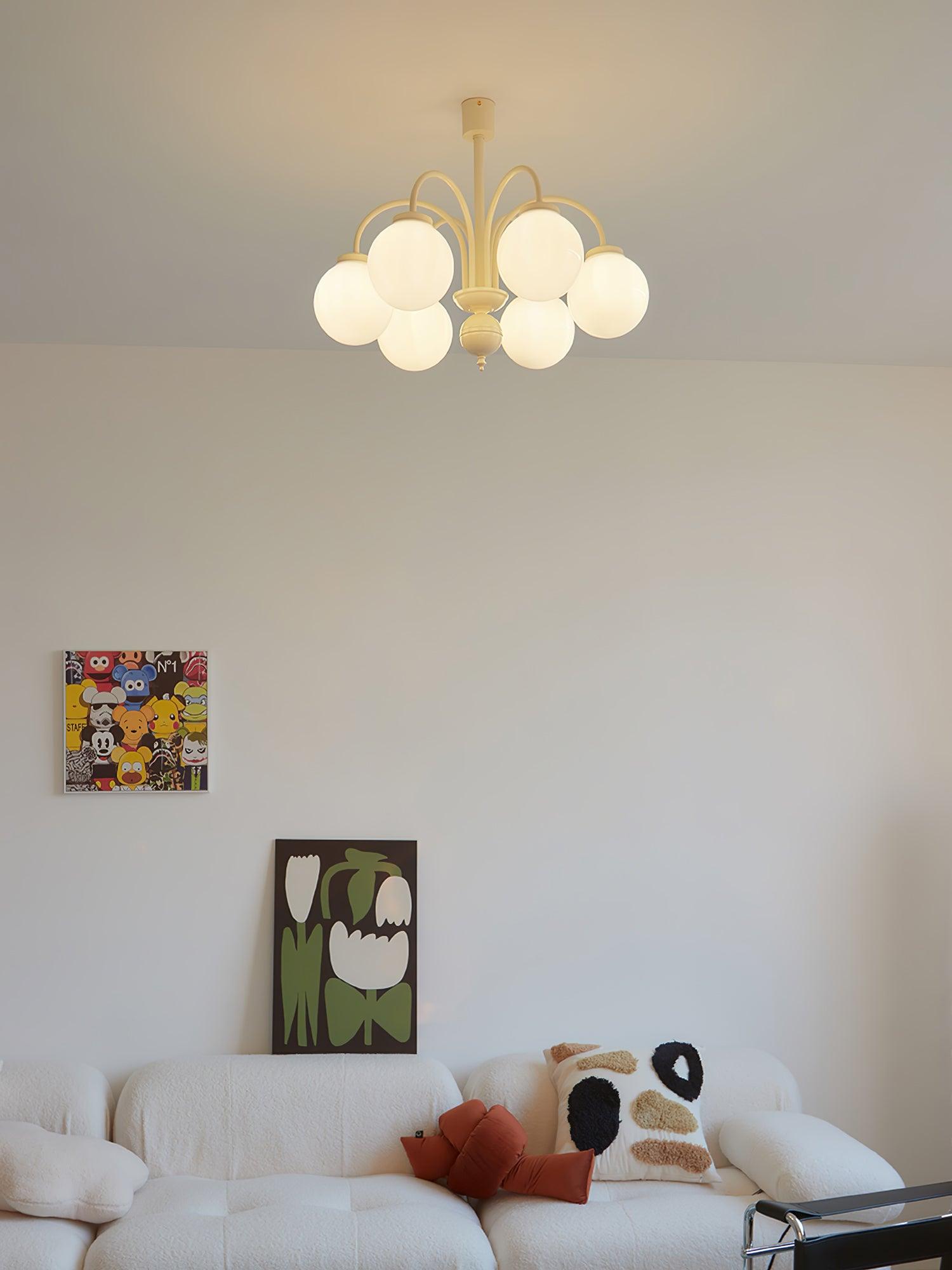 Lustra Lustre Sphères en Verre Crème