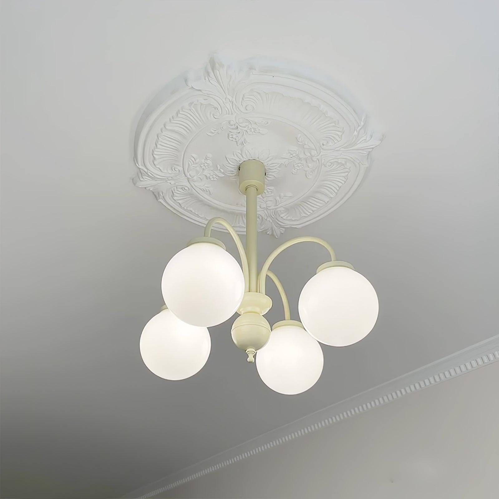 Lustra Lustre Sphères en Verre Crème