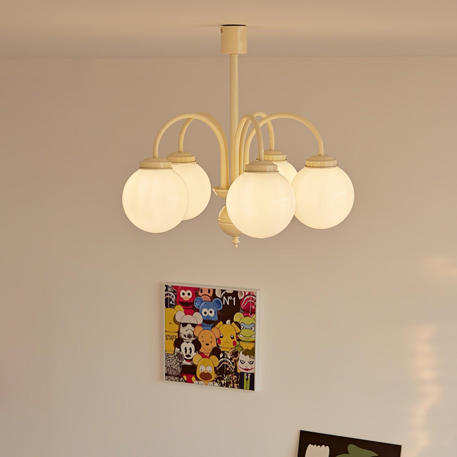 Lustra Lustre Sphères en Verre Crème