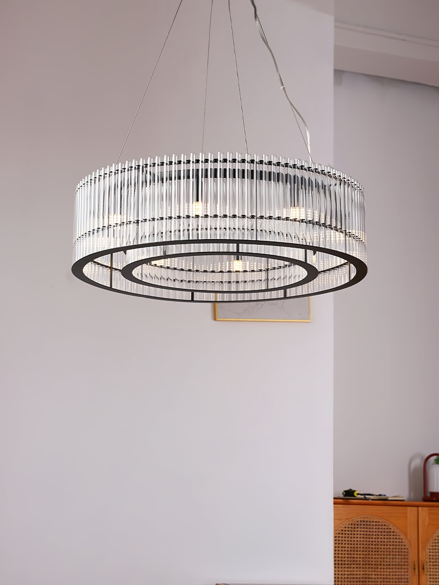 Lustra Suspension en Verre Tube Anneau Moderne Luxe