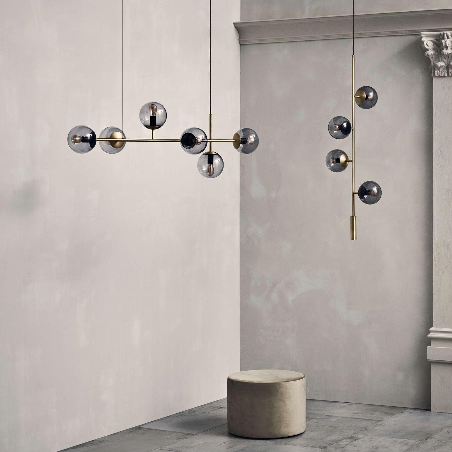 Lustra Suspension Orb Laiton Verre Pour Salon