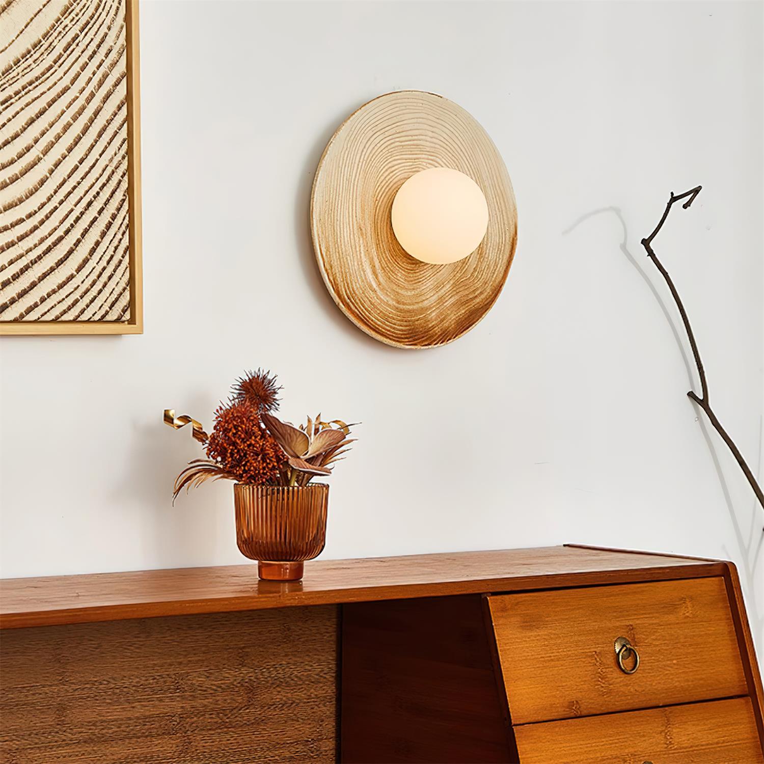 Applique Murale en Céramique Texturée Avec Accents en Bois pour Entrées Modernes
