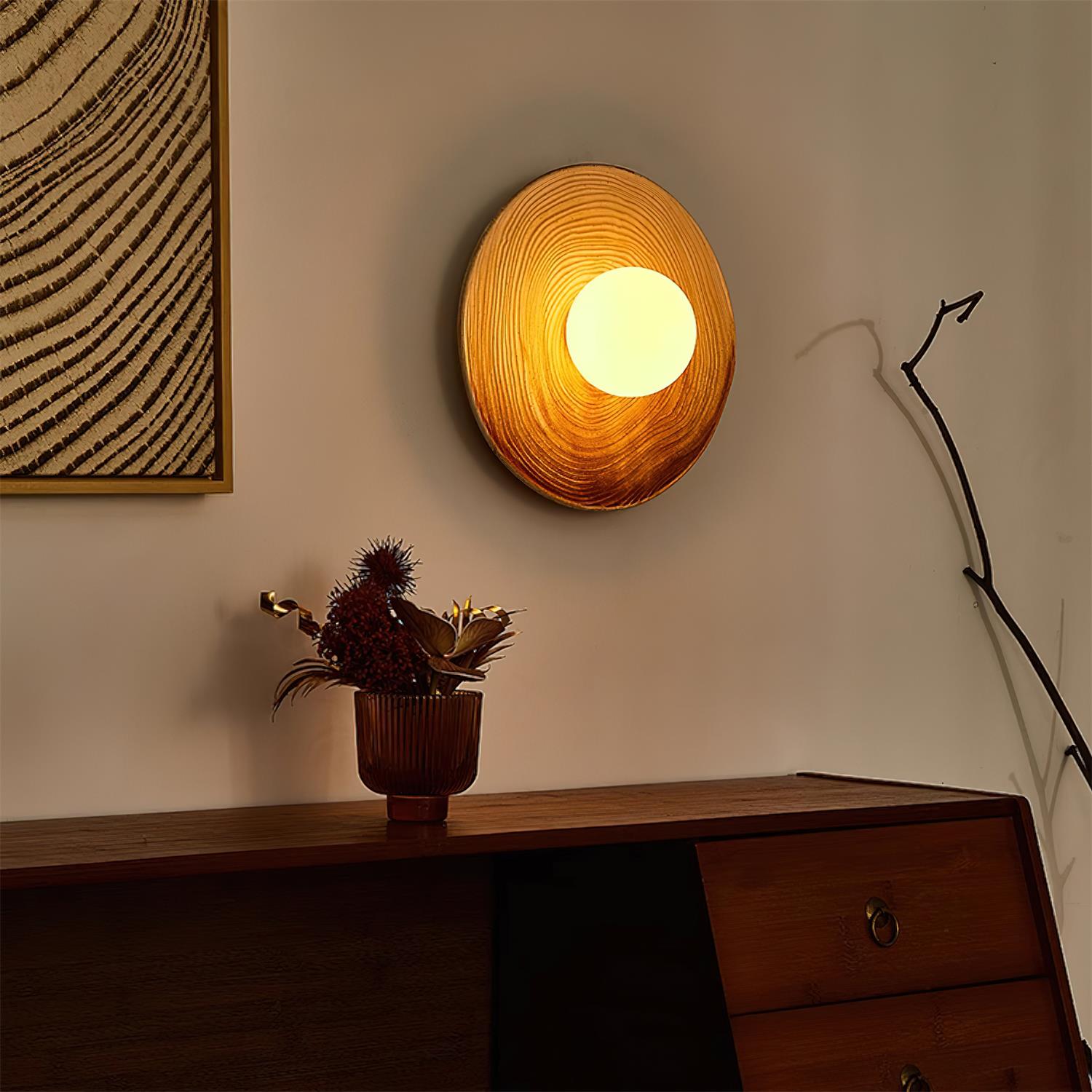 Applique Murale en Céramique Texturée Avec Accents en Bois pour Entrées Modernes