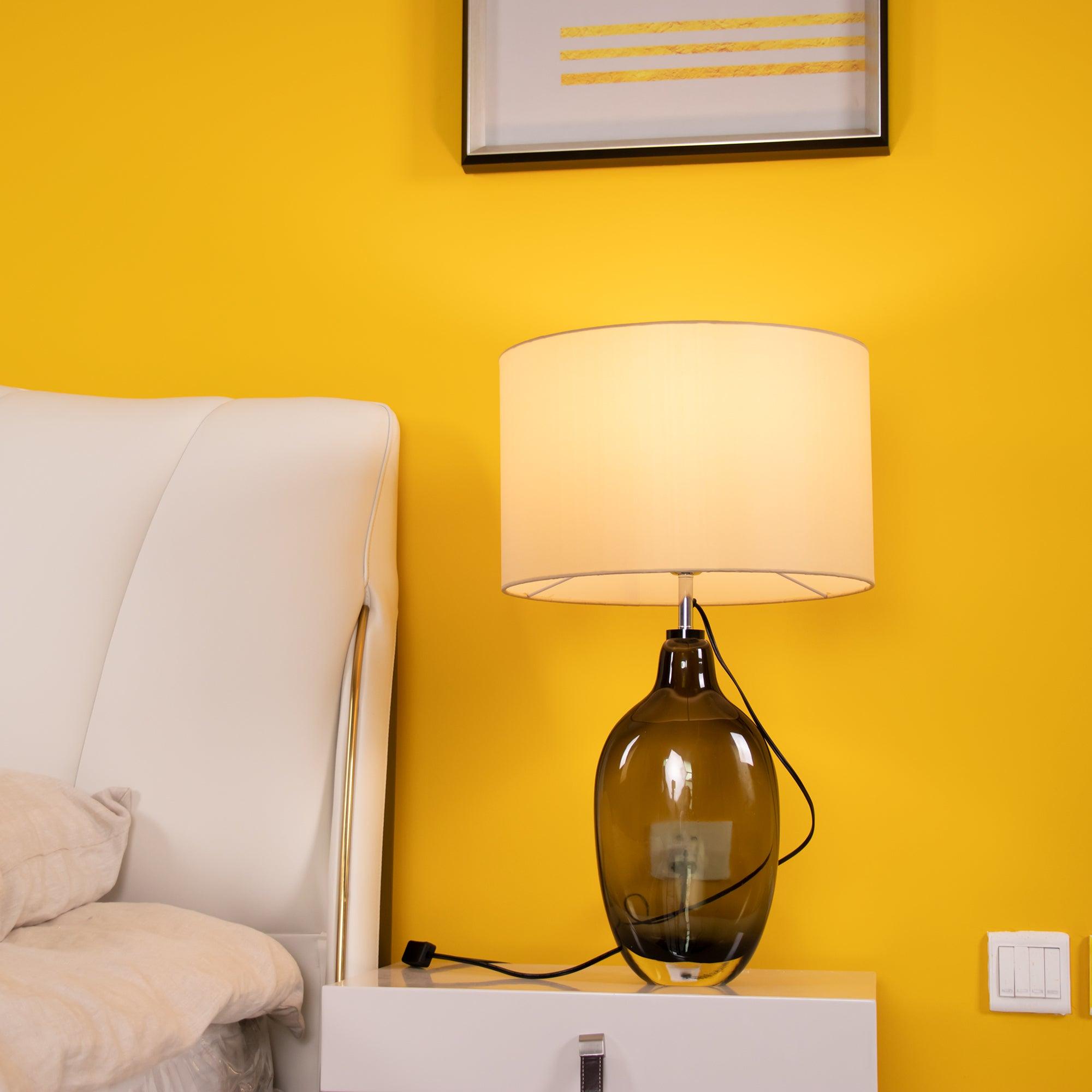 Otheain Lampe de Table en Cristal et Tissu