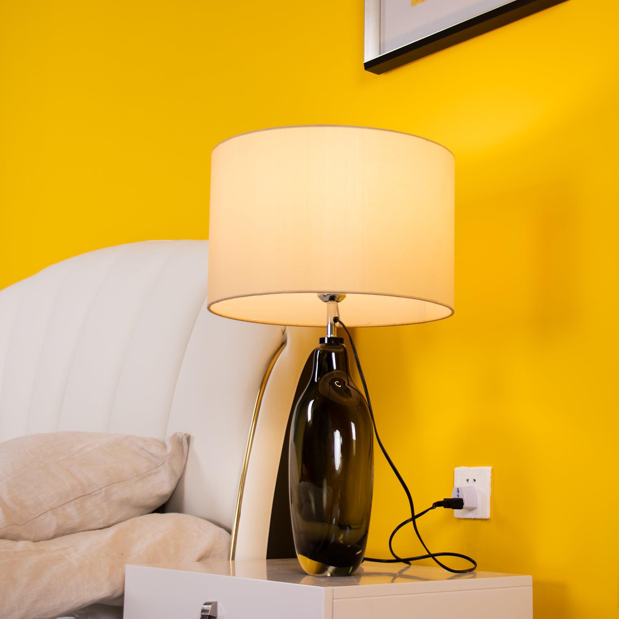 Otheain Lampe de Table en Cristal et Tissu