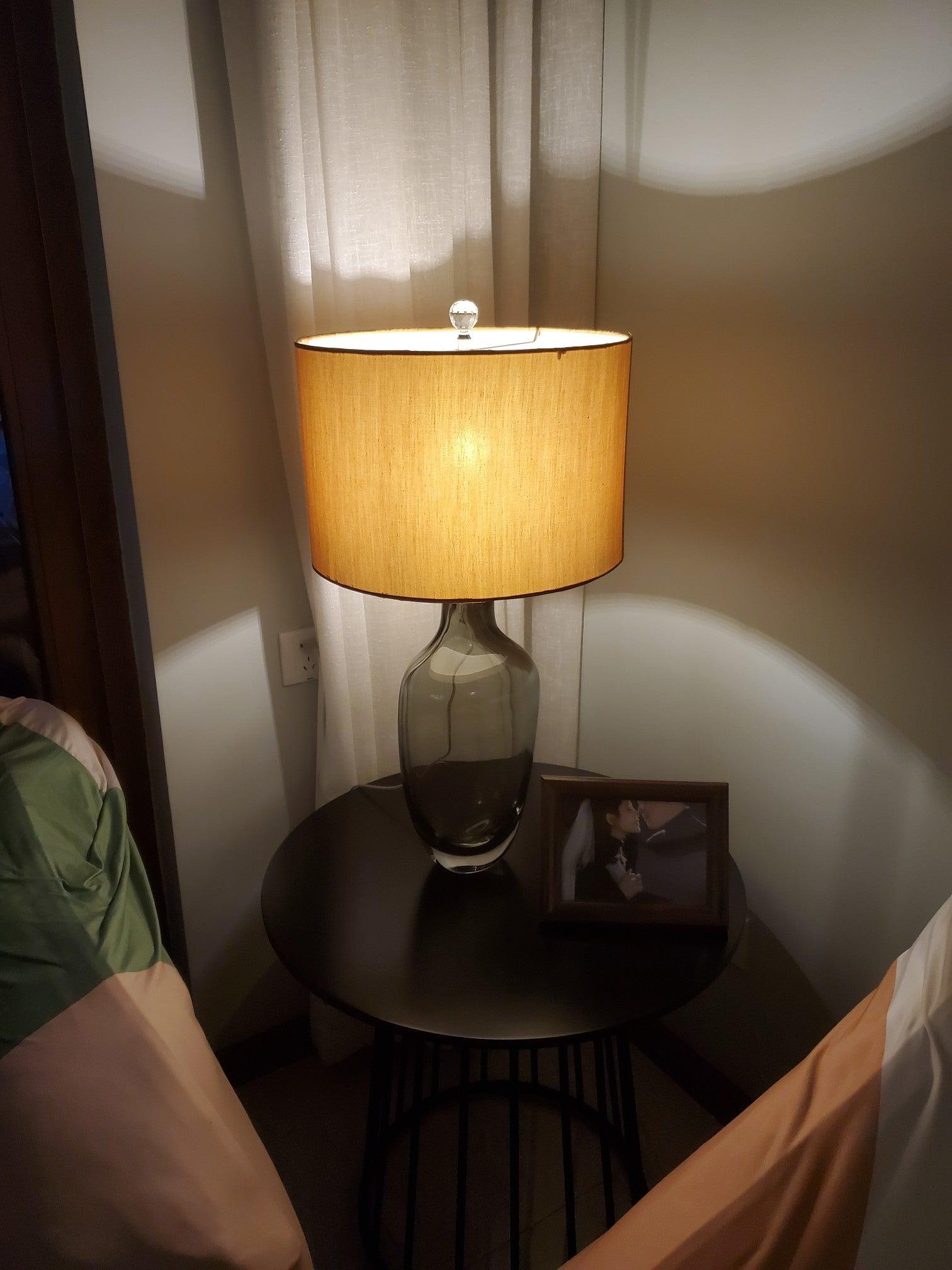 Otheain Lampe de Table en Cristal et Tissu