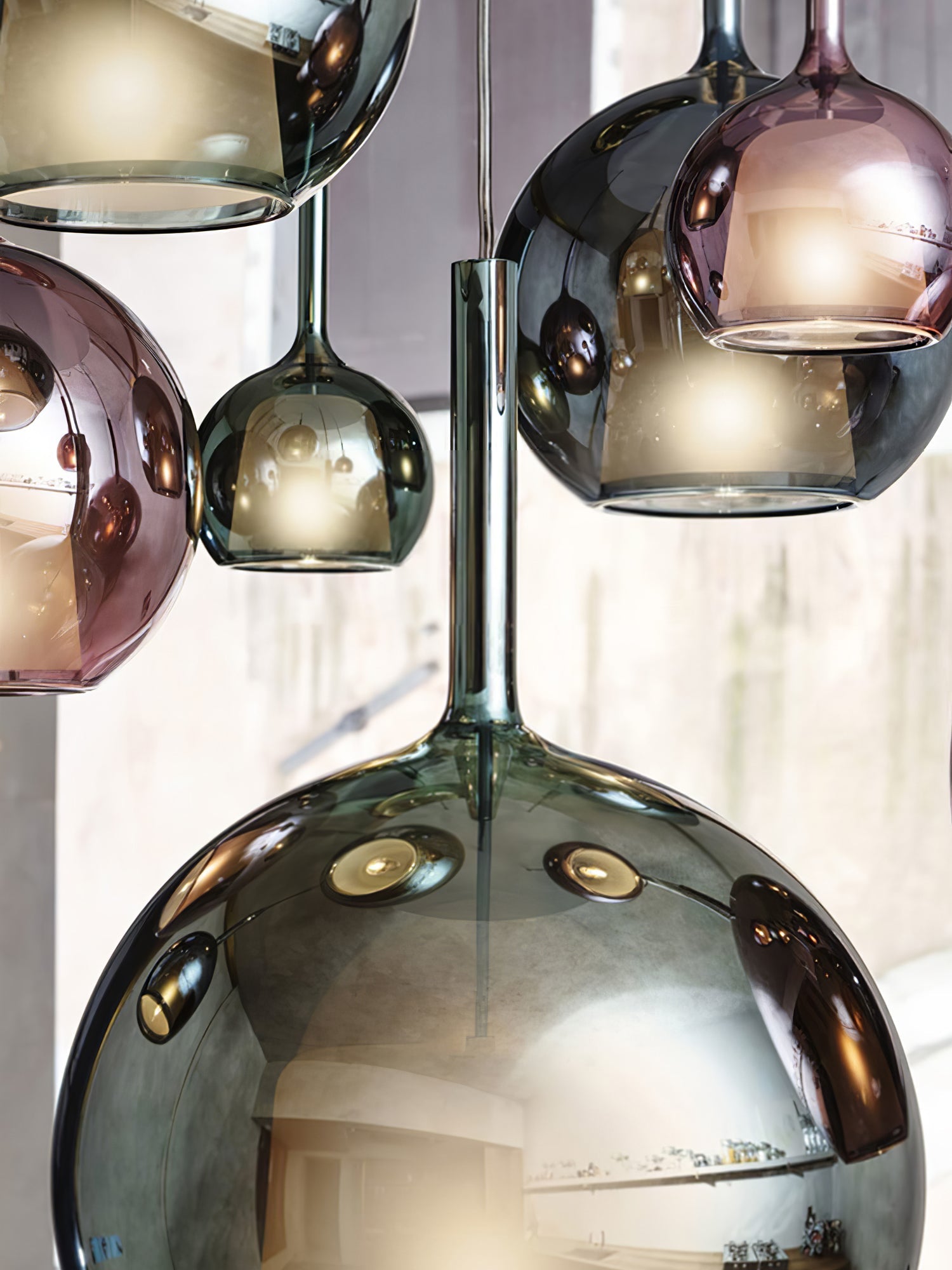 Lustra Suspension en Verre Fumé Rond