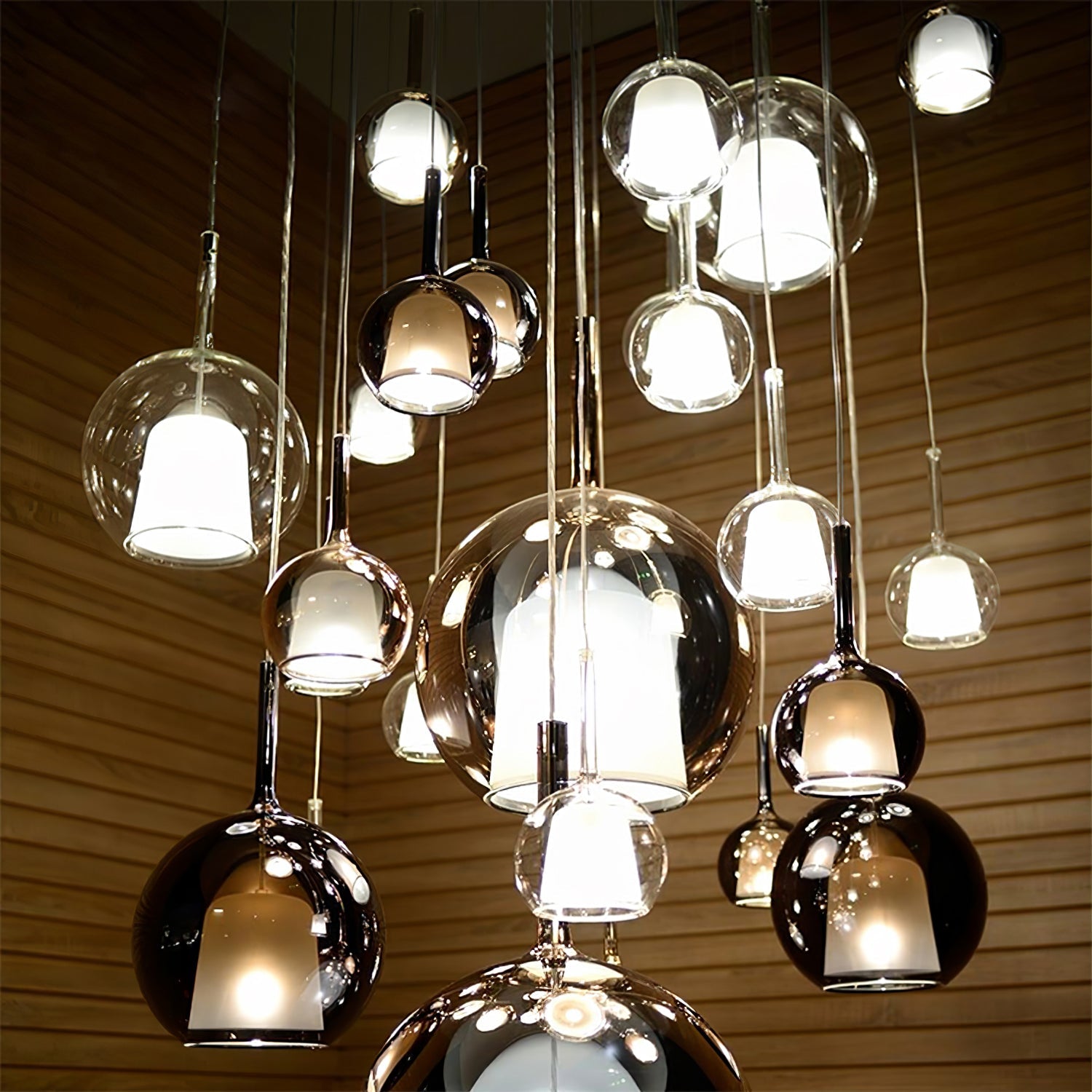 Lustra Suspension en Verre Fumé Rond