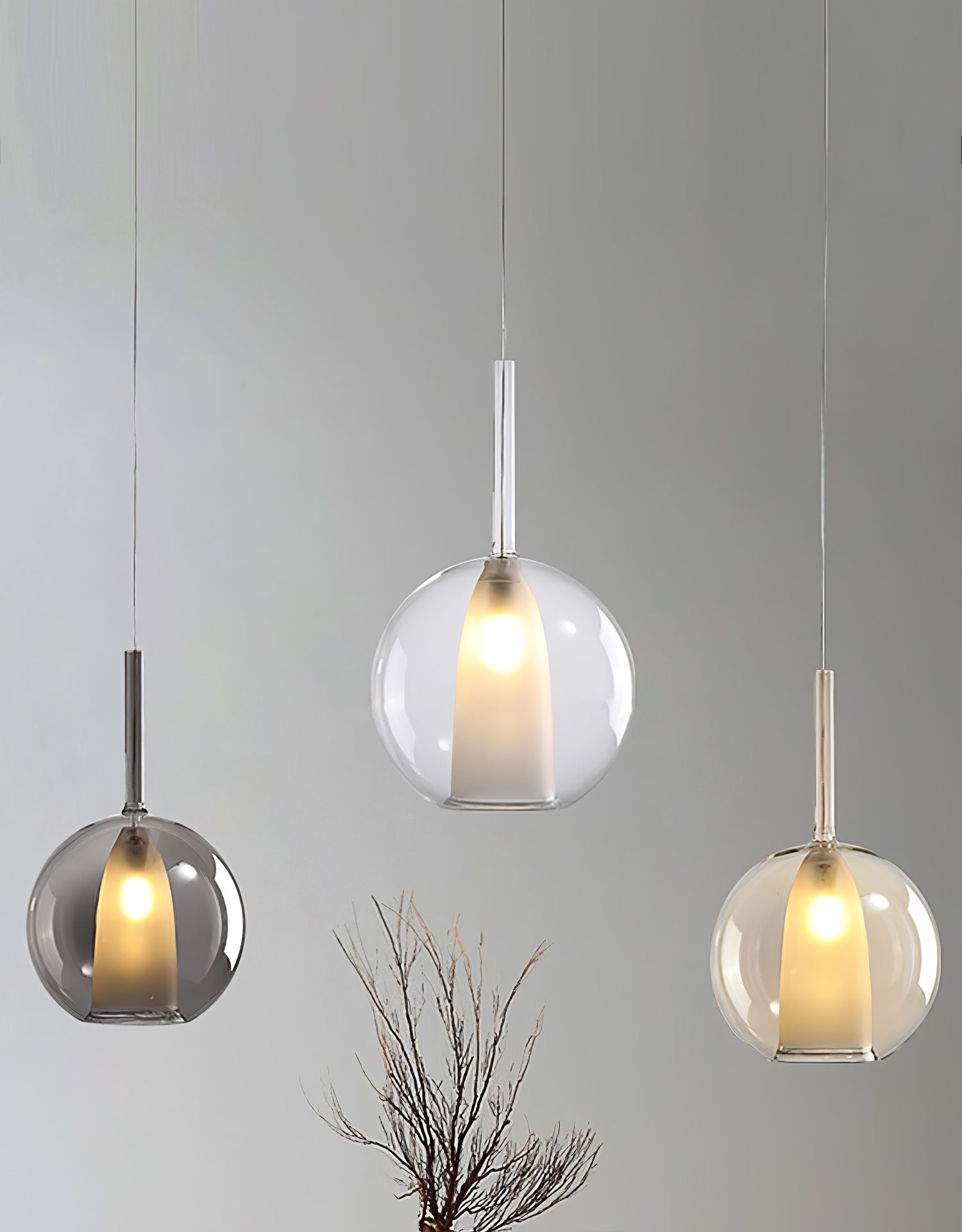 Lustra Suspension en Verre Fumé Rond