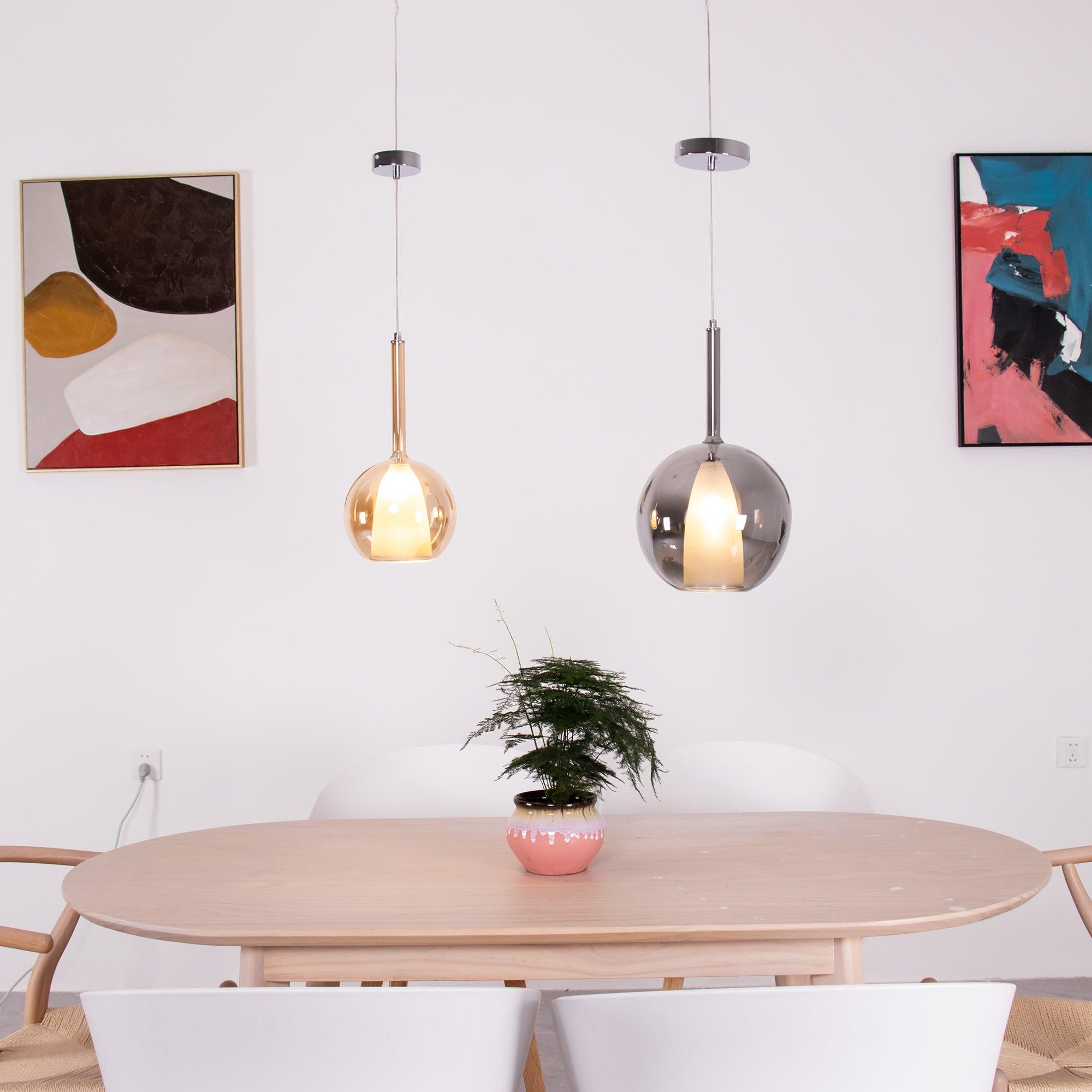 Lustra Suspension en Verre Fumé Rond