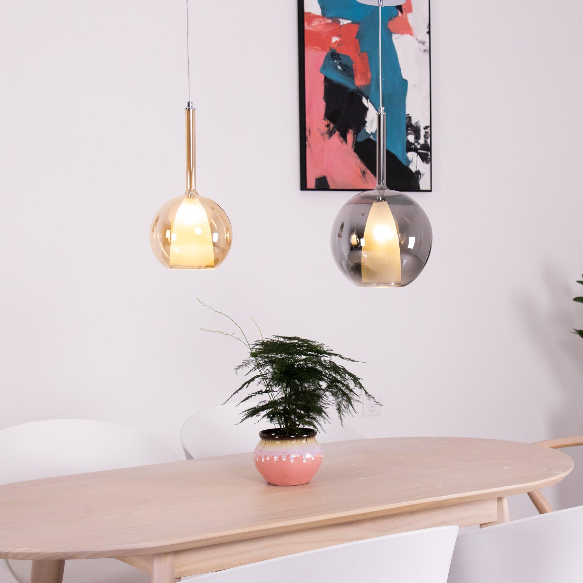 Lustra Suspension en Verre Fumé Rond