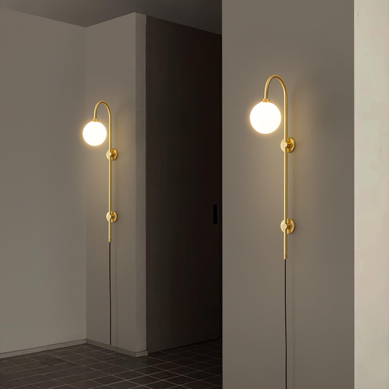 Evshaia Applique Murale Globe Élégance Premium en Laiton et Verre avec Prise