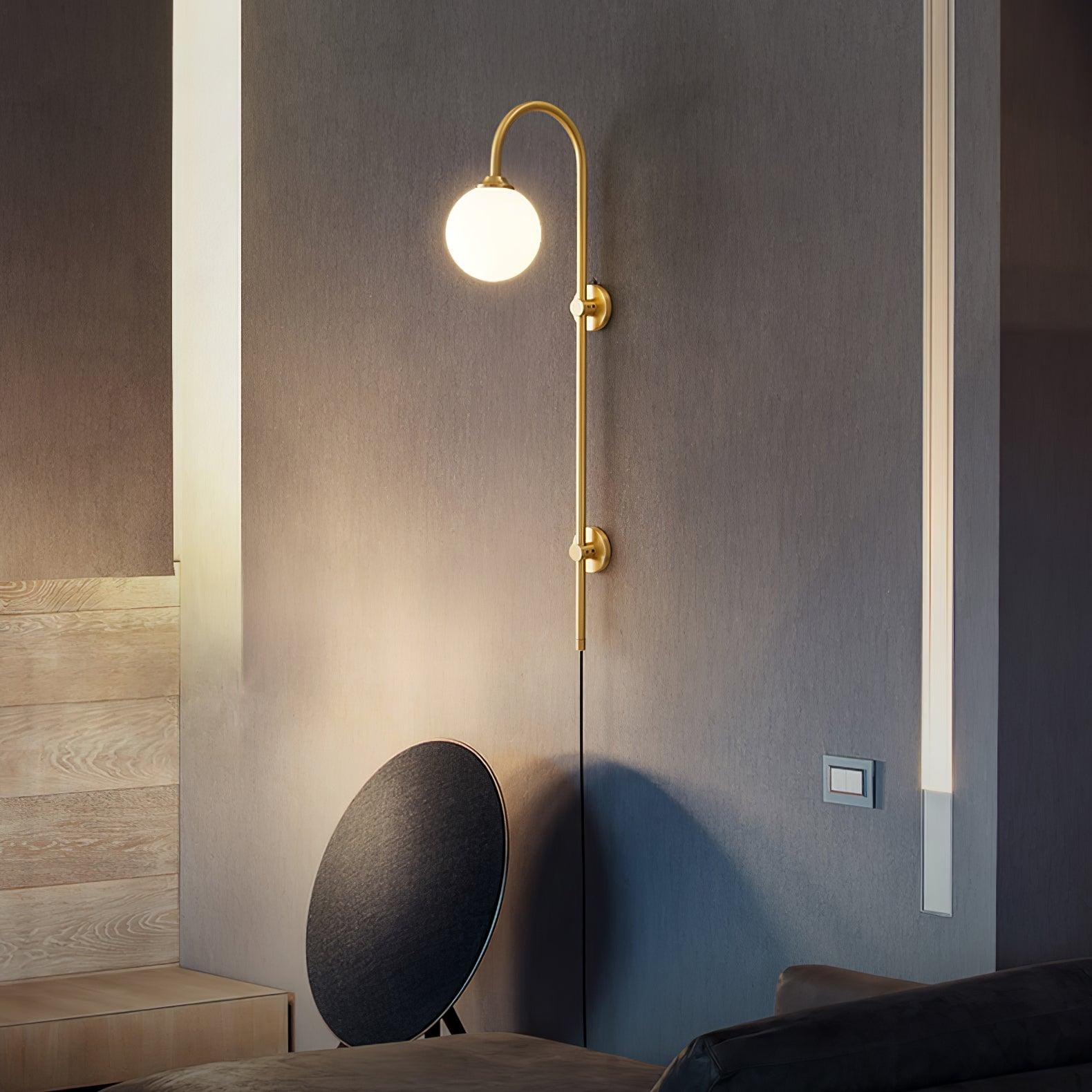 Evshaia Applique Murale Globe Élégance Premium en Laiton et Verre avec Prise