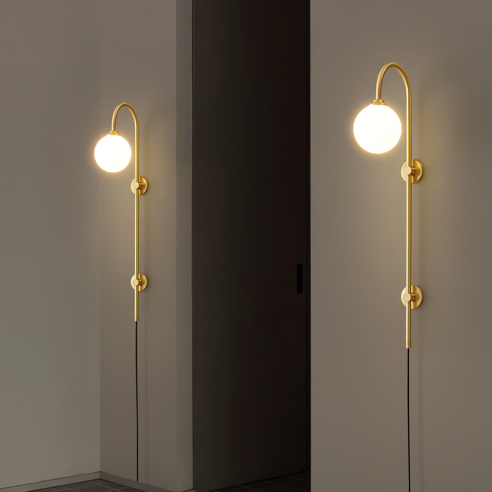 Evshaia Applique Murale Globe Élégance Premium en Laiton et Verre avec Prise