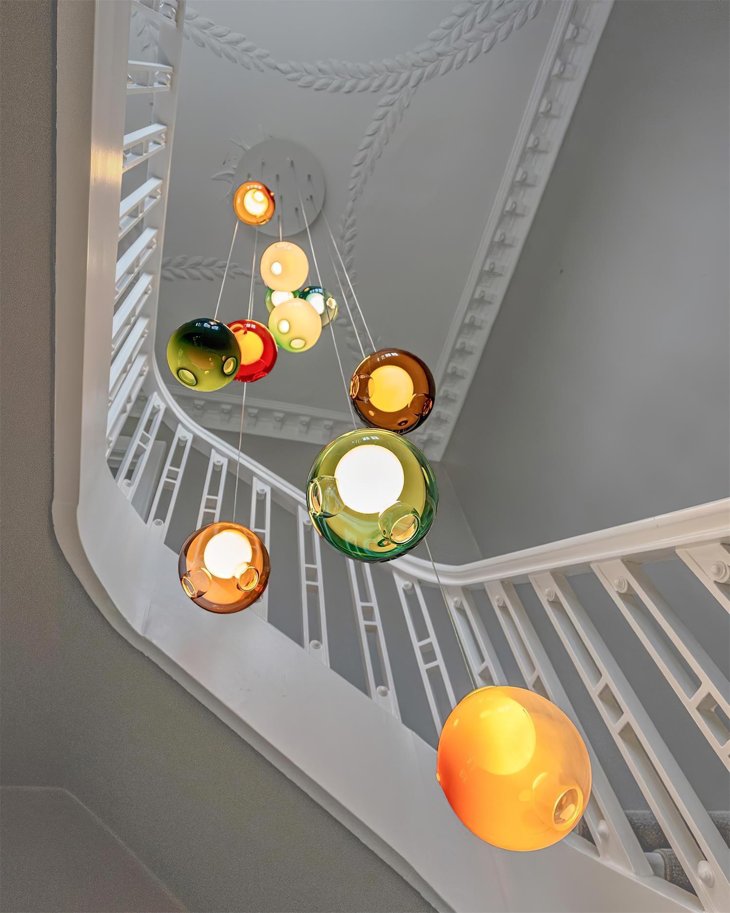 Verona Lustre Cluster Globe Transparent Escaliers