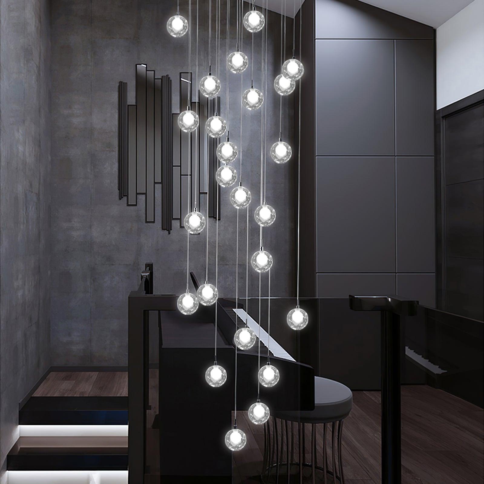 Verona Lustre Cluster Globe Transparent Escaliers