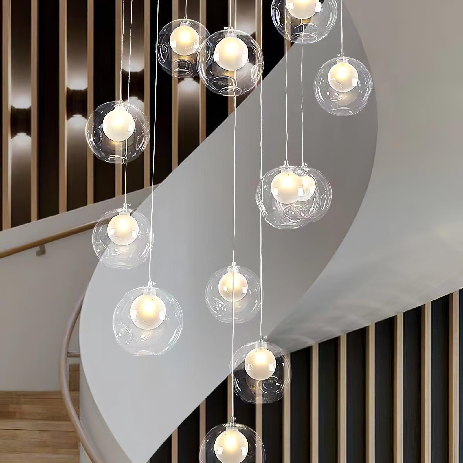 Verona Lustre Cluster Globe Transparent Escaliers