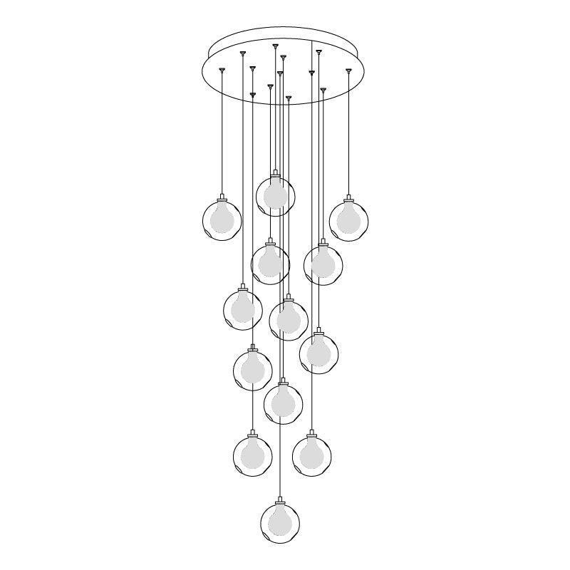 Verona Lustre Cluster Globe Transparent Escaliers