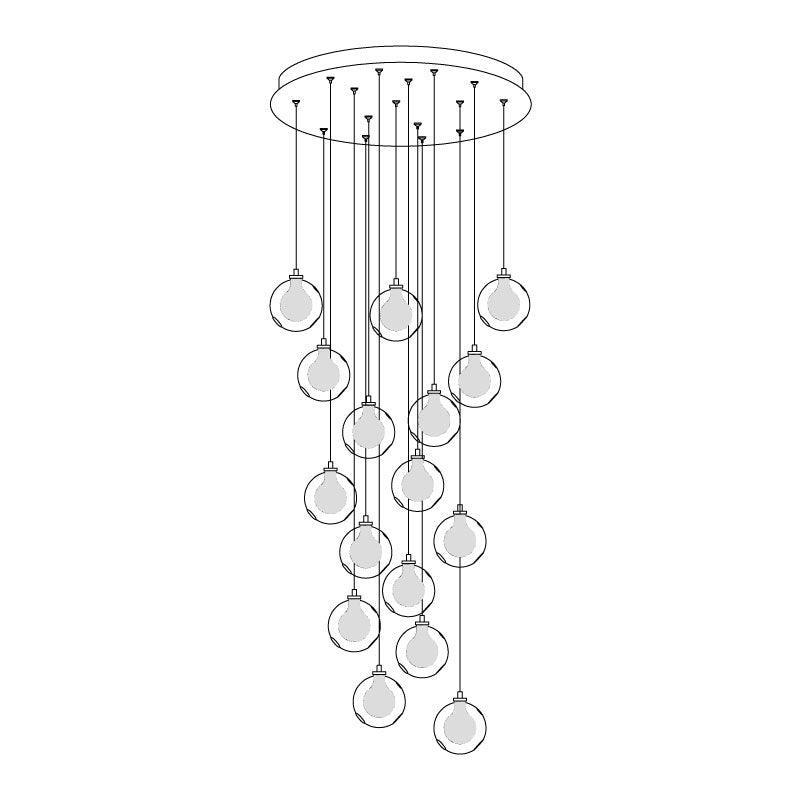 Verona Lustre Cluster Globe Transparent Escaliers